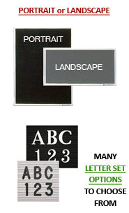 Open Face Felt Letter Board 8.5x11 with Sliver Aluminum Frame and Five Letterboard Finishes