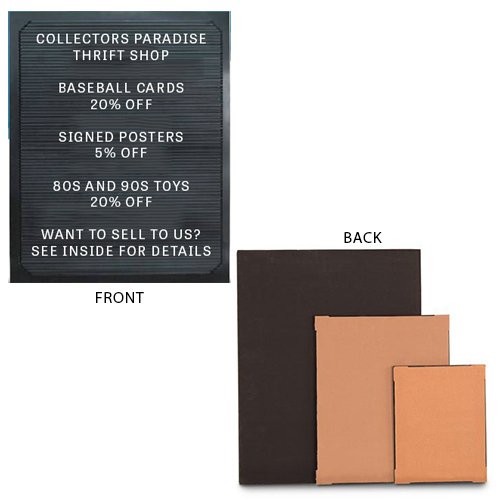 11" Wide x 14" High Thermoformed Plastic Black Letter Board comes with a Card Board Backer Board