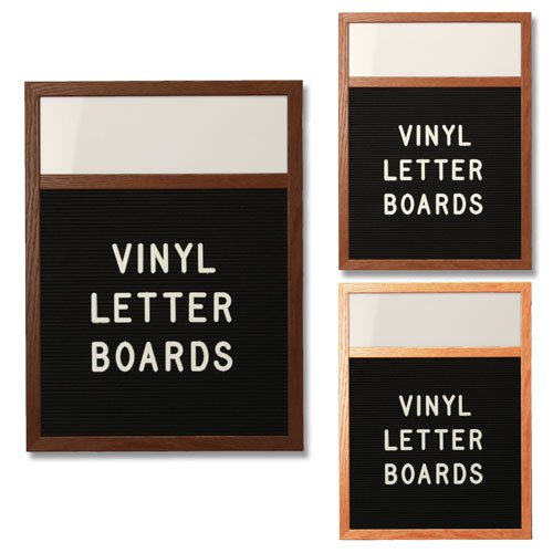 24x72 OPEN FACE LETTER BOARD WITH HEADER: 6 VINYL COLORS, 3 WOOD FINISHES