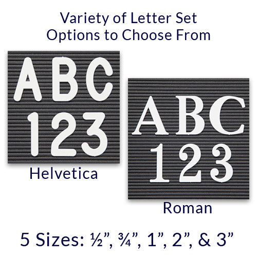 WHITE HELVETICA & ROMAN LETTERS COME IN 1/2", 3/4", 1", 2", 3" Letter Height Sizes