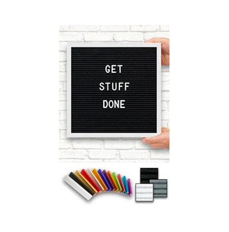 Access Letterboard | Open Face Changeable 12x12 Framed Felt Letter Boards with Colorful Metal Frame