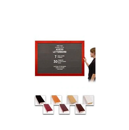 Access Letterboard™ | 24x42 Open Face Framed Vinyl Black Letter Board with Classic Style Wide Wood Frame