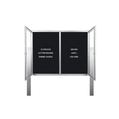 Standing Outdoor Enclosed Letter Boards with Posts | All Weather Metal 2 & 3 Door Display Cases in 35+ Sizes