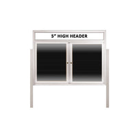 Outdoor Enclosed Letter Boards with Posts, Header and LED Lights | 2-3 Door Models 35+ Sizes