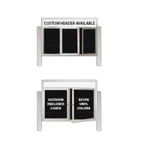 Outdoor Enclosed Letter Board Stands with Header and Radius Edges | 2 and 3 Door Display Cabinet