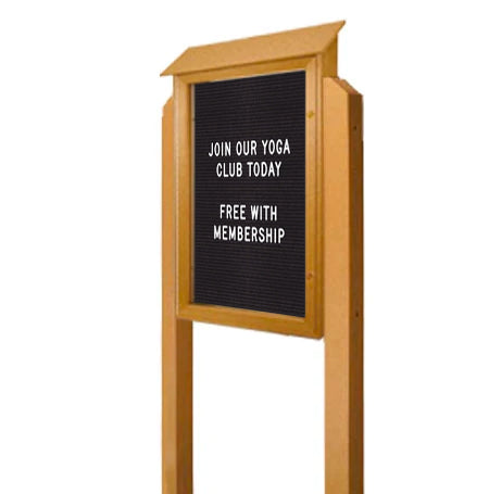 24x60 Outdoor Message Center LEFT Hinged with Letter Board and 2 Posts - Eco-Friendly Recycled Plastic Enclosed Information Board