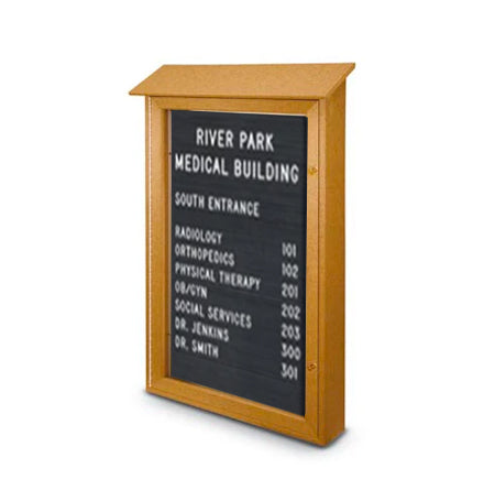 32x48 Outdoor Message Center LEFT Hinged with Letter Board - Eco-Friendly Recycled Plastic Enclosed Information Board