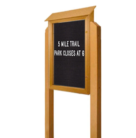 38x54 Outdoor Message Center LEFT Hinged with Letter Board and 2 Posts - Eco-Friendly Recycled Plastic Enclosed Information Board