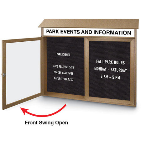 Free Standing 60x24 Outdoor Message Center with Letter Board TOP Hinged  (Single Door)