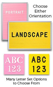 Open Face Framed Pink Letter Board and Yellow Letterboard 11x17 with Silver Trim Frame
