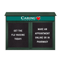 Two Door 40x50 Weatherproof Enclosed Outdoor Message Center Letter Boards Wall Mount with Header