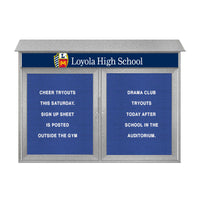 Two Door 48x36 Weatherproof Enclosed Outdoor Message Center Letter Boards Wall Mount with Header