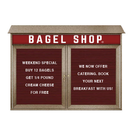 52x40 Standing Enclosed Outdoor Message Center Letter Boards Header