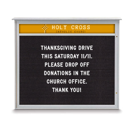 24x30 Wall Mounted Outdoor Message Center with Letter Board with Header