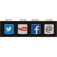 Social Media Changeable Letter Board (Set of 4) contains Twitter, Youtube, Facebook, and the @ symbol for listing your email. Great addition to your Traditional Letter Board.