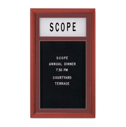 Double Sided 52H x 72W Outdoor Letter Board w/Header - Satin Frame